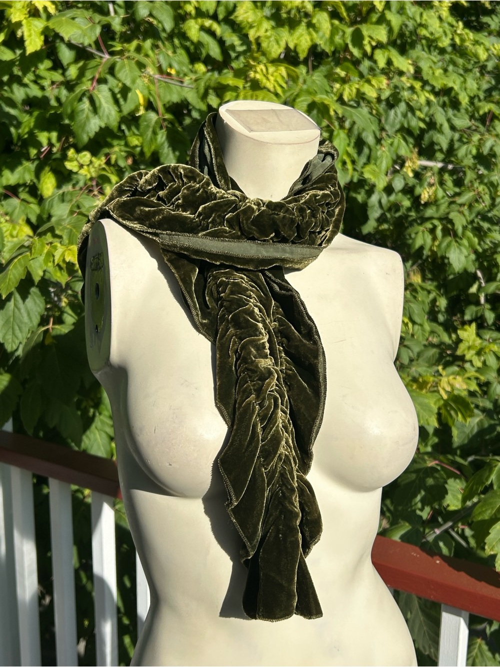 RELISTED 🌻 - Olive Green Velvet Ruffled Scarf